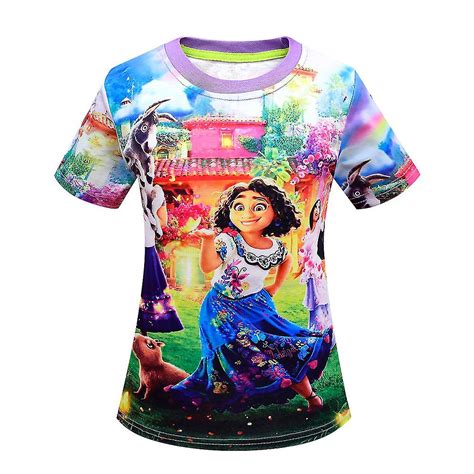 Encanto Mirabel Manga Curta T Shirt Kids Girl Girl Casual Tunic Tee