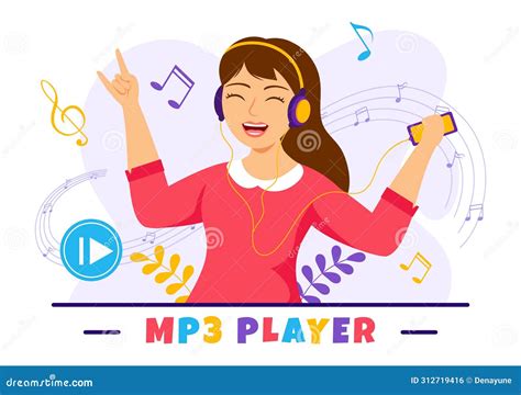 MP3 Player Vector Illustration With Musical Notation Headphones