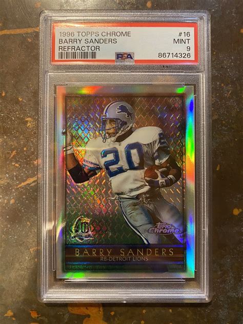 1996 Topps Chrome 16 Barry Sanders Refractor PSA 9 Mint EBay