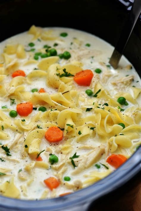 Slow Cooker Creamy Chicken Noodle Soup Life In The Lofthouse