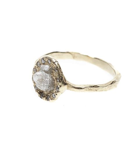 Rough Diamond Halo Ring - Emilie Shapiro Studio