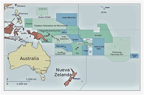 Mapa de oceanía con nombres - Imagui