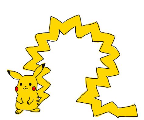 Pikachu with a tail 99 times its body length - Drawception