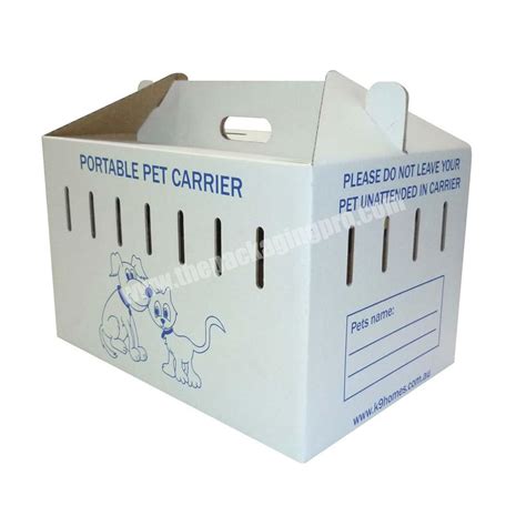 Custom Printed Gable Small Paper Animal Packaging Cardboard Pet Carrier Box