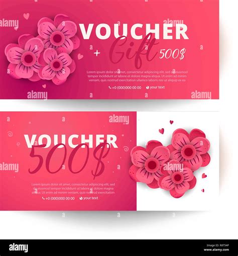 Set Of Colorful Gift Vouchers With Flowers On White Background Modern