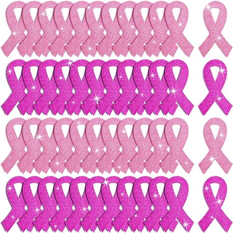 Amazon AnyDesign 50Pcs Glitter Pink Ribbon Cutouts With 100 Glue