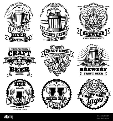 Vintage Beer Logos Craft Beer Blanche Banque De Photographies Et D