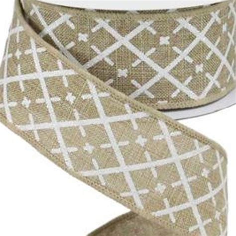 Cross Royal Burlap Wired Ribbon By The Roll 2 5 X 10 Etsy