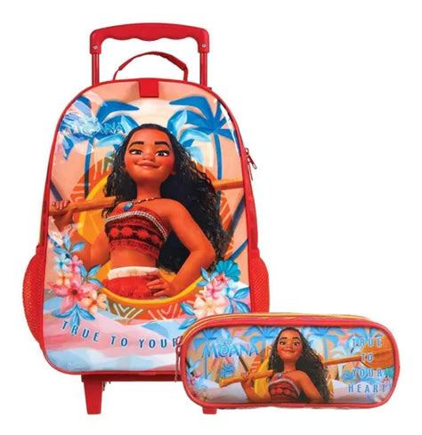 Mochila Escolar Dermiwil Moana Mochila De Rodas Moana Estojo Duplo