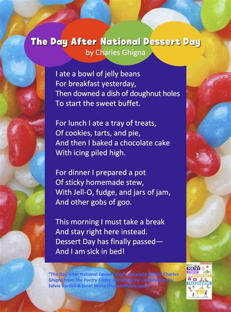 The Day After National Dessert Day Poster With Candy And Poem