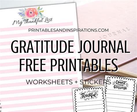 Free Gratitude Journal Printable Pages Stickers Printables And