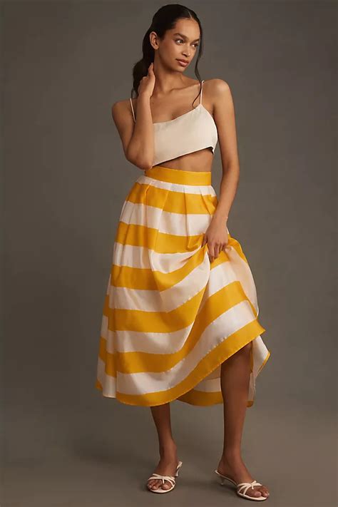 Mac Duggal Stripe Sunshine Midi Skirt Anthropologie