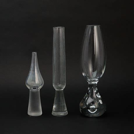 BENGT ORUP Vaser 3 St Glas Johansfors Glasbruk Glas Konstglas