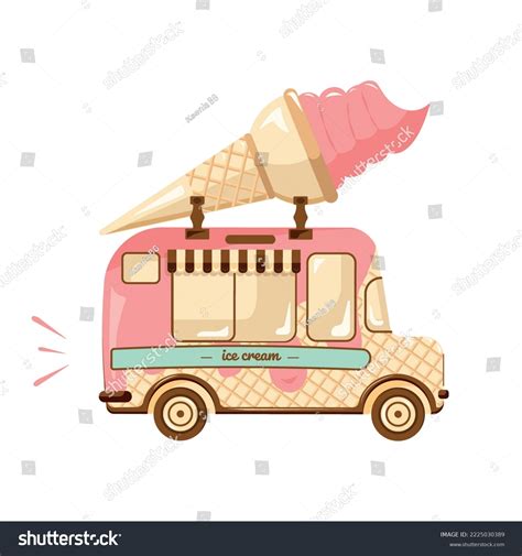 Pink Retro Ice Cream Van Car Stock Vector Royalty Free 2225030389