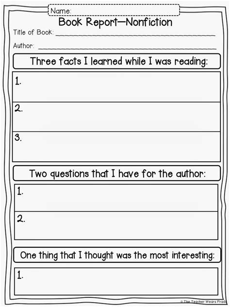 Nonfiction Book Report Template TEMPLATES EXAMPLE