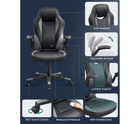 Fauteuil Gamer Si Ge Ergonomique Pivotant Avec Accoudoirs Rabattables