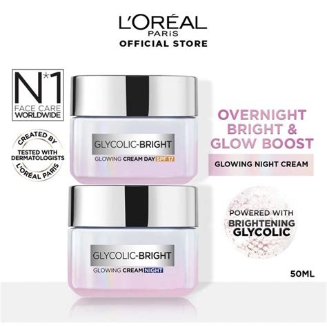 Jual L Oreal Paris Glycolic Bright Glowing Day Night Cream Loreal