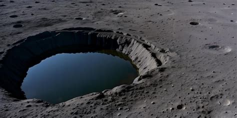 Ein Riesiger Krater Auf Dem Mond Mit Wasser Im Inneren Illustration Von