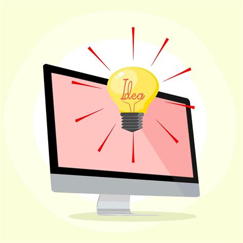 vector computer  light bulbs ideas  creating ideas vector