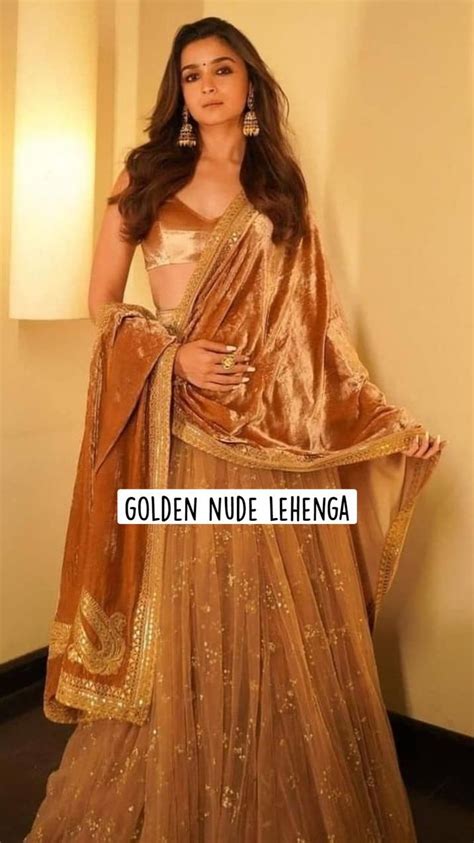Golden Nude Lehenga Ft Alia Bhatt Indian Outfits Modern Traditional Indian Outfits Party