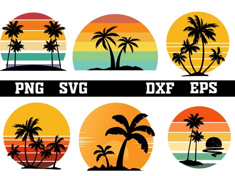 Palm Tree Svg Bundle Palm Trees Svg Retro Sunset Svg Sunset Etsy Hong