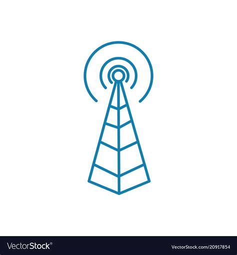 Radio Base Station Linear Icon Concept Radio Base Vector Image