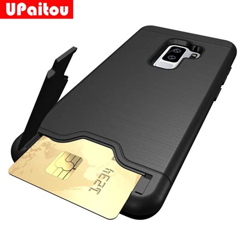 Upaitou New Hybrid Tough Case For Samsung Galaxy S9 Plus Case Slider Card Holder Wallet Armor