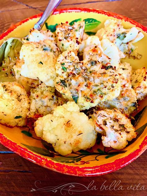 Roasted Cauliflower With Italian Cheese And Herbs La Bella Vita Cucina