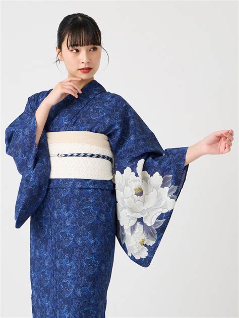 浴衣単品「 更紗牡丹 」(FREE ネイビー): ふりふ ｜ミマツグループオンラインストア