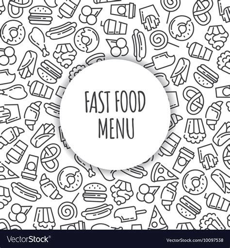 Fast food menu set of cartoon background Vector Image