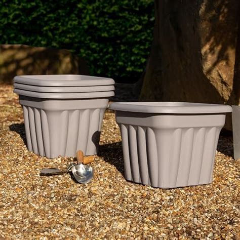 Wham 4x 40cm Vista Plastic Planter Square Garden Plant Pot Medium