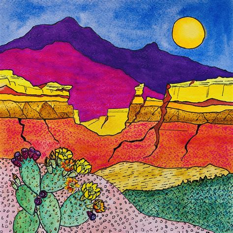 Cactus Southwest Landscape Print Ready To Frame Southwest Etsy