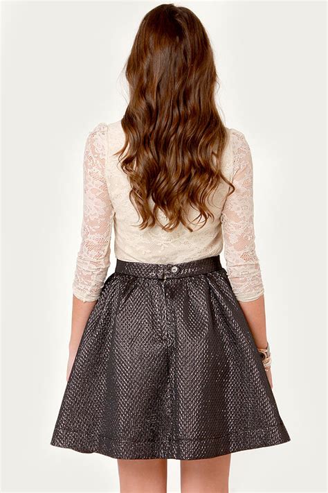 Cute Black Skirt Mini Skirt Metallic Skirt 44 00