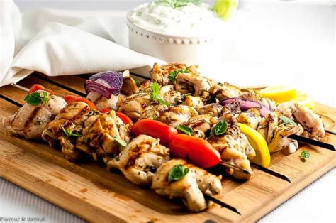 Greek Lemon Chicken Kabobs With Tzatziki Sauce