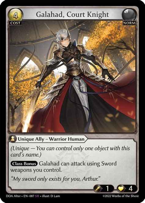 Galahad Court Knight Dawn Of Ashes Alter Edition Grand Archive TCG