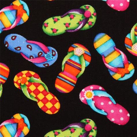 Black Flip Flop Fabric By Timeless Treasures Usa Fabric By Timeless