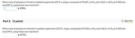 What Mass Of Potassium Nitrate Is Needed To Generate