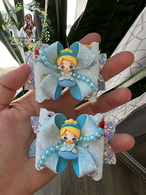 Cinderella Hairbow Piggies Hair Bows Handmade Pasta Flexible