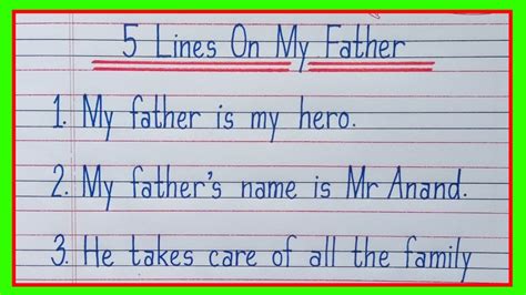 5 Lines On My Father In English My Father Essay 5 Lines Five Lines On