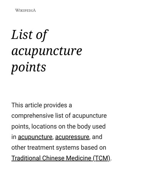 list  acupuncture points  meridian chinese medicine