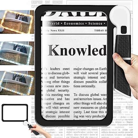 5x Sheet Magnifying Glass With Led Light Ultra Bright Led Full Page Magnifiers For Reading