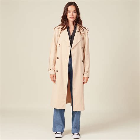 Trench droit long déperlant beige femme Vibs