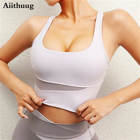 Aiithuug Women Yoga Bras Fitness Top Removable Padded Sports Bras