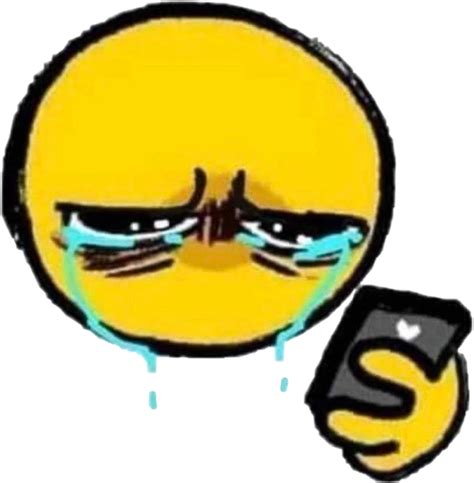 Crying cursed emoji looking at phone Blank Template - Imgflip