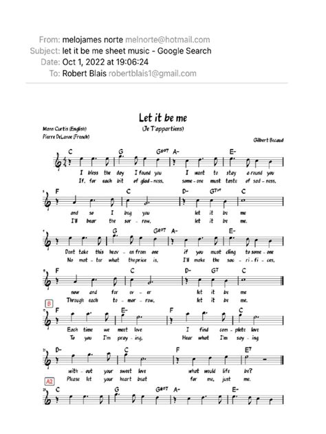 Let It Be Me Sheet Music - Google Search | PDF