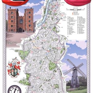 Lambeth London Borough Illustrated Map Giclee Print Etsy