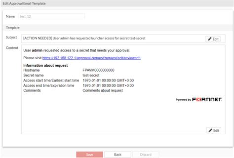 Creating An Approval Email Template Fortipam 130 Fortinet