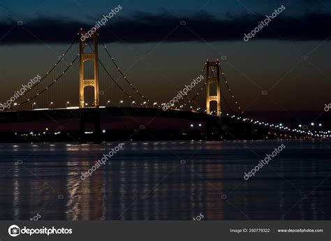 Mackinaw Bridge Night Great Colors Cloudy Sky Stock Photo by ©YAYImages ...