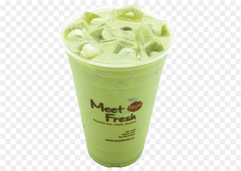 mockup minuman matcha hijau teh png dalam cup plastik - Jualdesainku