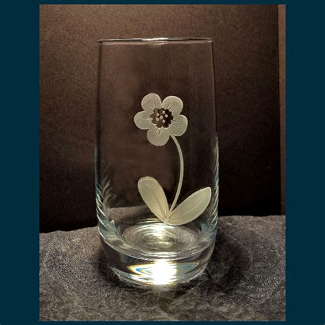 Glass With Flower Glass Engraving By Ursula